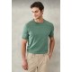 Erkek Yeşil Standart Fit Bisiklet Yaka %100 Pamuk Triko Tişört
