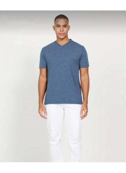 Erkek %100 Pamuk Slim Fit Dar Kesim V Yaka Kısa Kollu Tişört