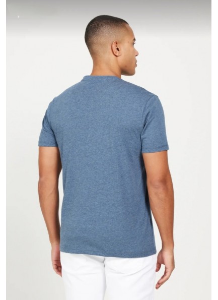 Erkek %100 Pamuk Slim Fit Dar Kesim V Yaka Kısa Kollu Tişört