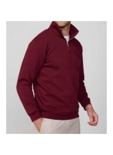 Unisex Relax Fit Rahat Kesim Pamuklu İçi Polarlı Yarım Fermuarlı Siyah Dik Yaka Sweatshirt