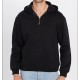 Unisex Relax Fit Rahat Kesim Pamuklu İçi Polarlı Yarım Fermuarlı Siyah Kapüşonlu Sweatshirt