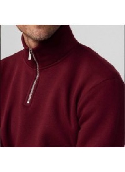 Unisex Relax Fit Rahat Kesim Pamuklu İçi Polarlı Yarım Fermuarlı Siyah Dik Yaka Sweatshirt