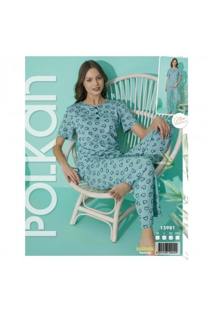 Polkan Bayan Bamboo Baskılı Kısa Kol Pijama Takımı