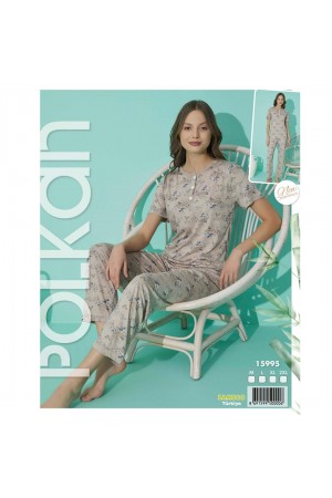 Polkan Bayan Bamboo Baskılı Kısa Kol Pijama Takımı