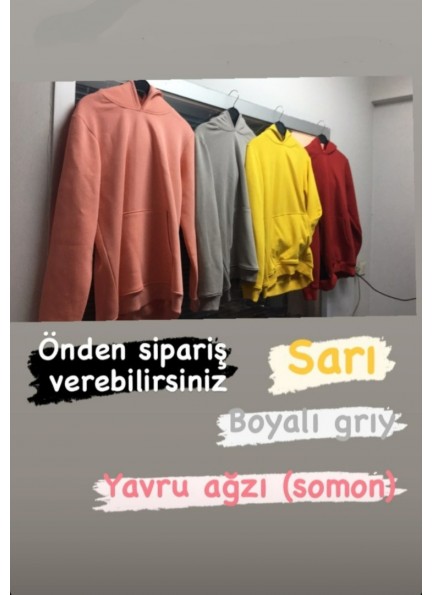 KAPŞONLU KANGURU SWEATSHİRT -Yavruağzı ( Somon )