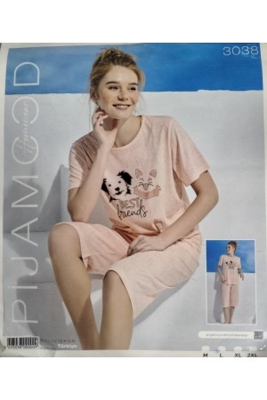 Pijamood Bayan Desenli Poliviskon P.Kısa Pijama Takımı